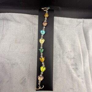 Vintage Lampwork Bracelet Beaded Heart 7"